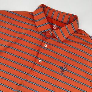 TurtleSons‎ Mens Orange Blue Stripe Golf Polo Shirt XL Tour Performance